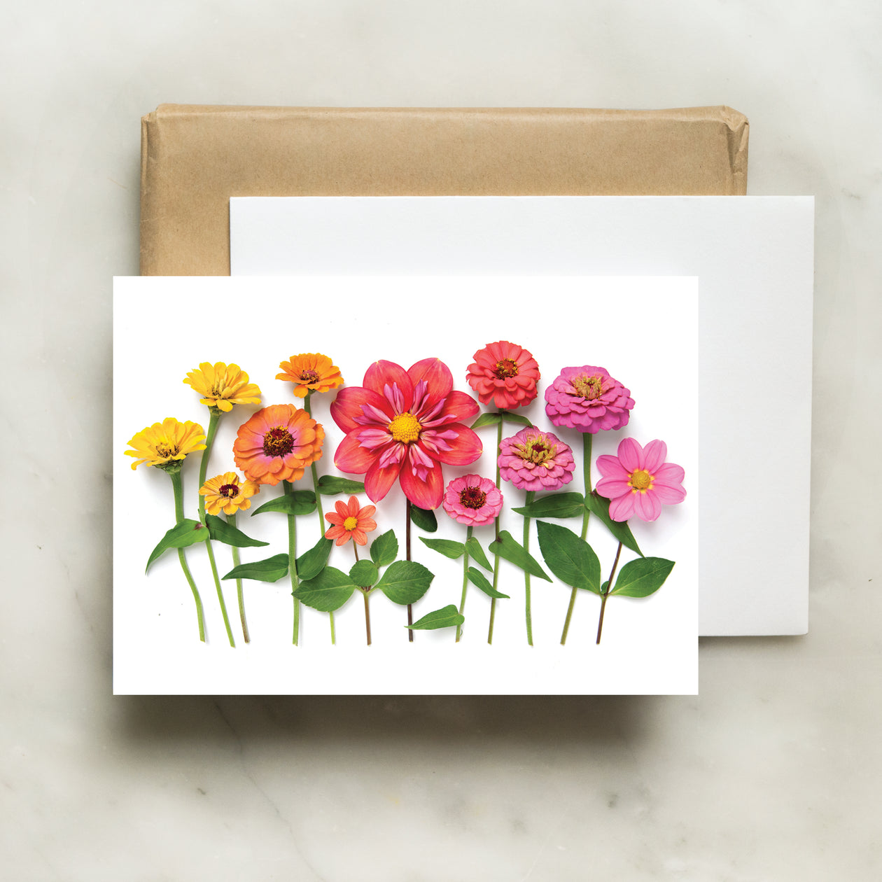 Folding card - Zinnias & Dahlias